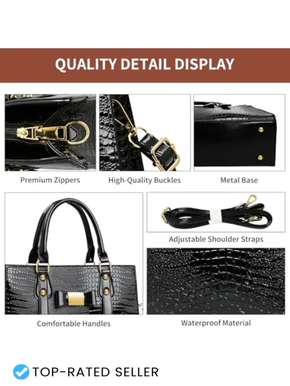 Women's Satchel Handbag Purse Set with Wallet - Faux Leather Tote & Shoulder Bag